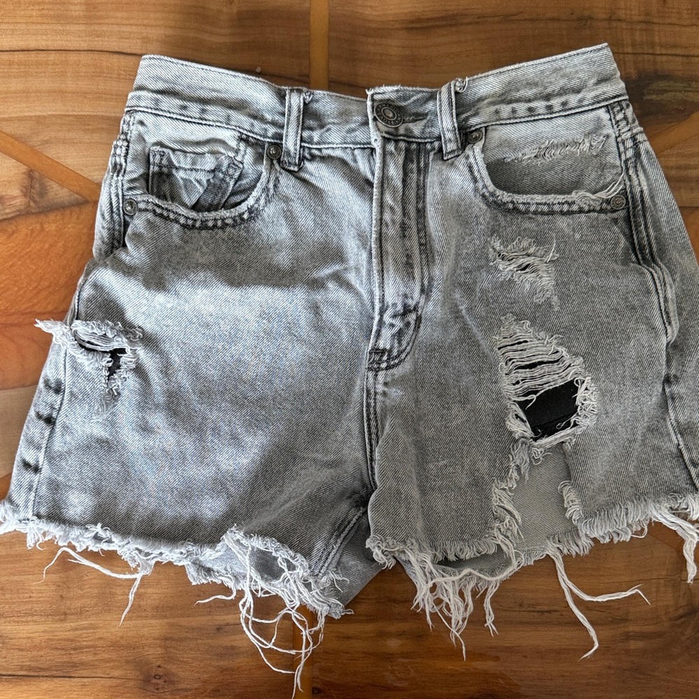 American Eagle Outfitters Distressed Light Gray Jean Shorts